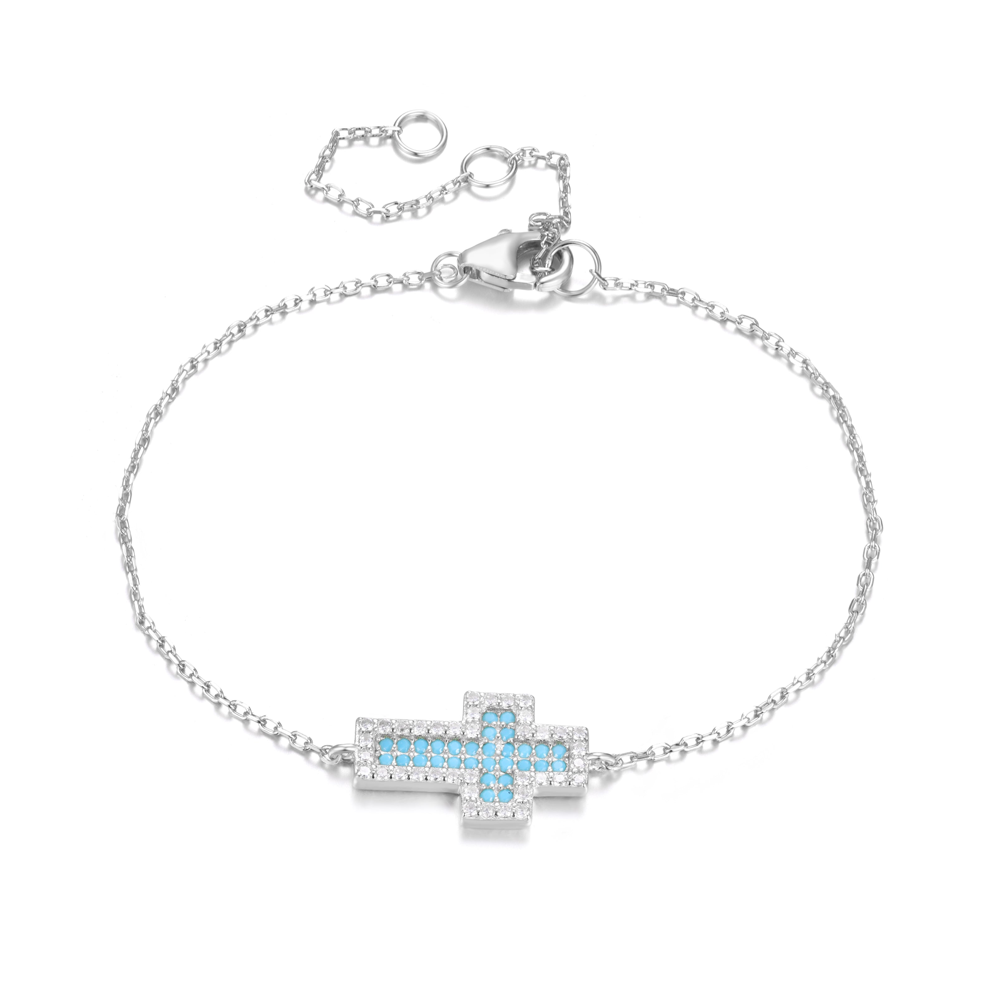 ADA TURQUOISE CROSS SILVER BRACELET