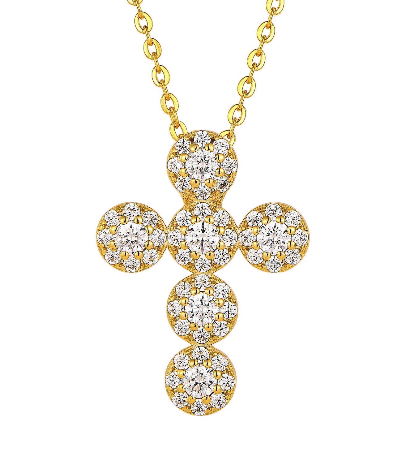 HOPE CRYSTAL MEDIUM CROSS GOLD NECKLACE