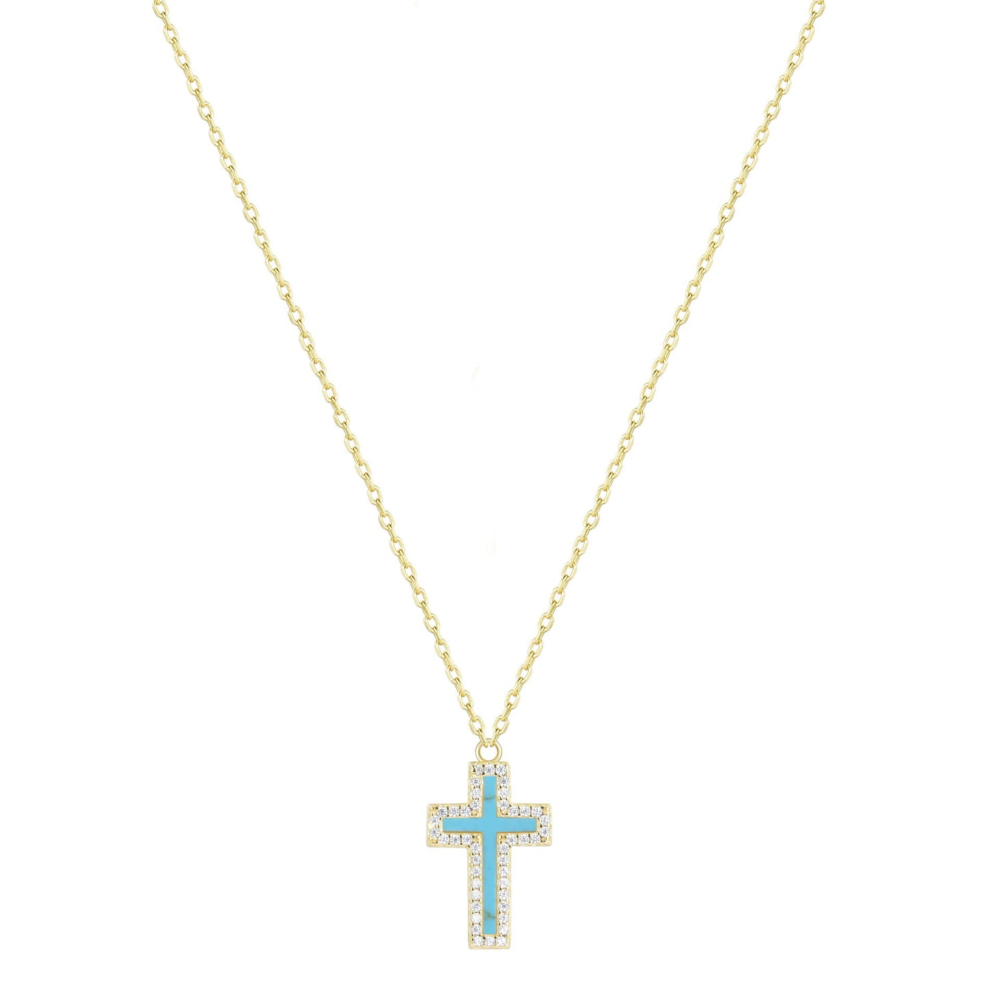 ISABELLA TURQUOISE CROSS GOLD NECKLACE