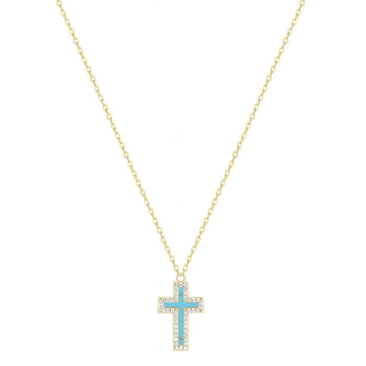 ISABELLA TURQUOISE CROSS GOLD NECKLACE