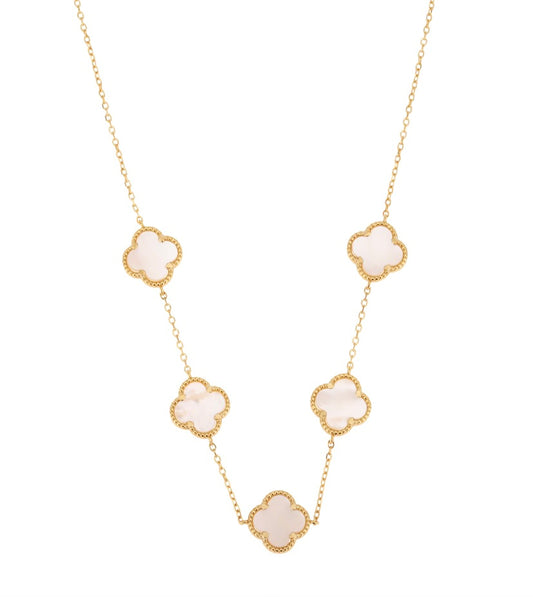 AMARA MOTHER OF PEARL FIVE CLOVER GOLD NECKLACE