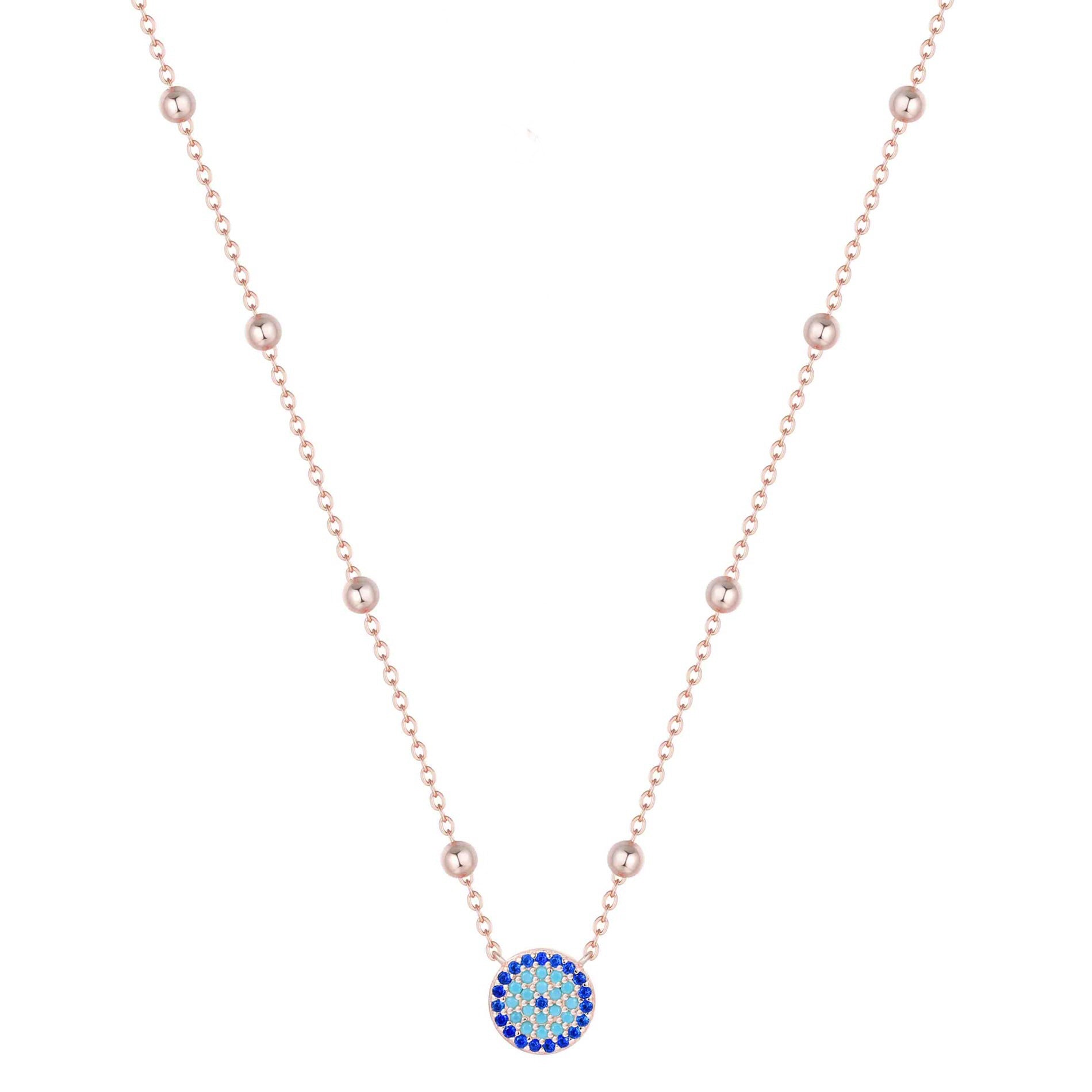 AZURE EVIL EYE ROSE GOLD NECKLACE