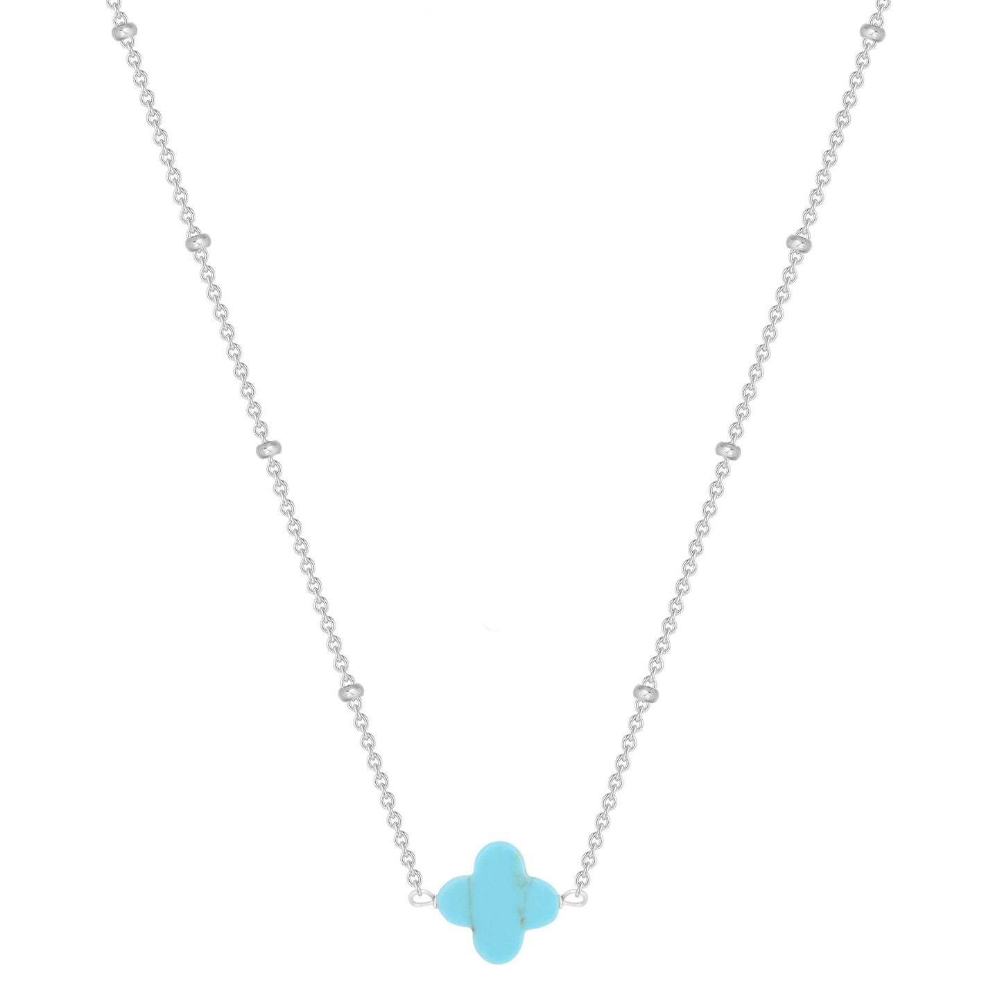 MALANI TURQUOISE CLOVER SILVER NECKLACE