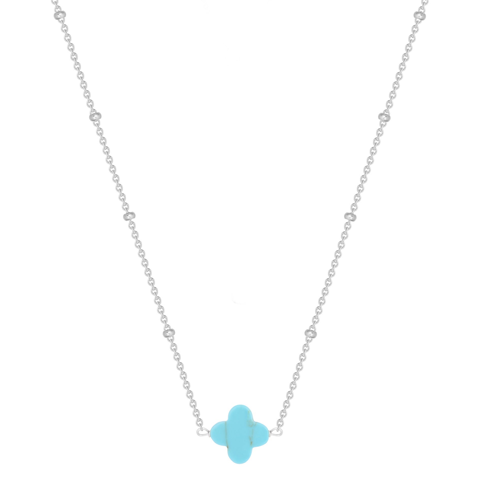 MALANI TURQUOISE CLOVER SILVER NECKLACE