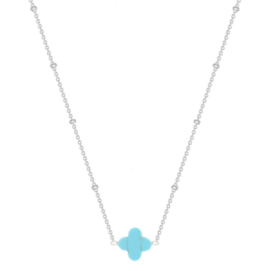 MALANI TURQUOISE CLOVER SILVER NECKLACE