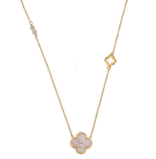 CAPRI MOTHER OF PEARL CLOVER ROSE GOLD NECKLACE