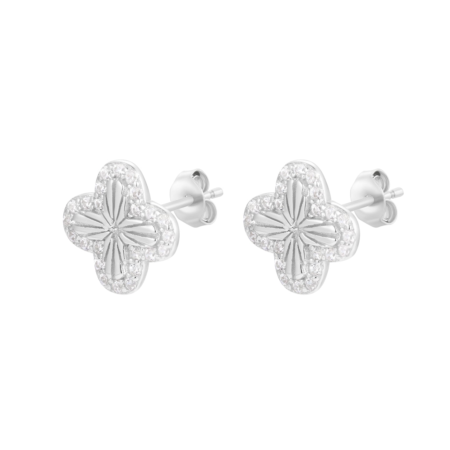 TUSCANY CLOVER SILVER EAR STUDS