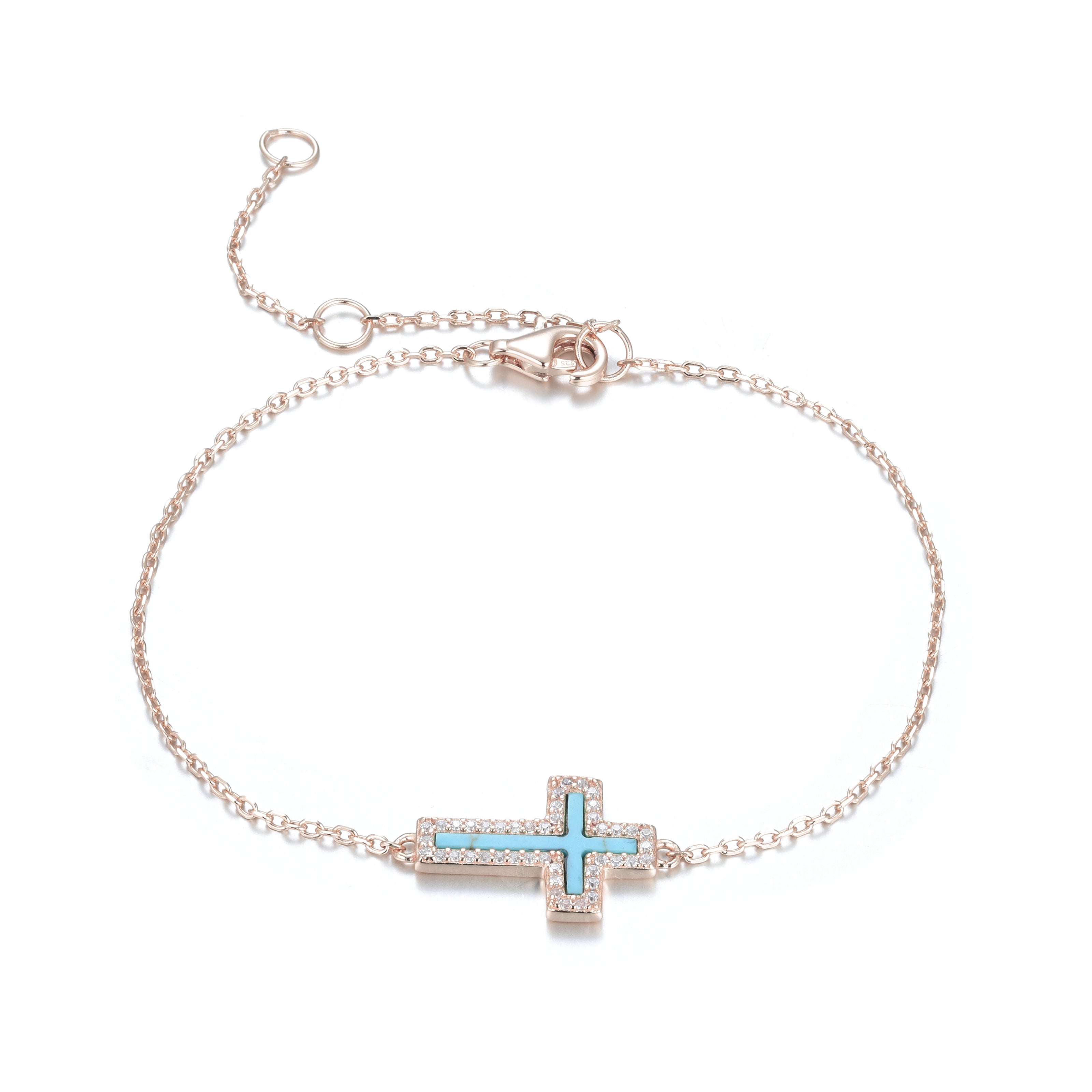 ISABELLA TURQUOISE CROSS ROSE GOLD BRACELET
