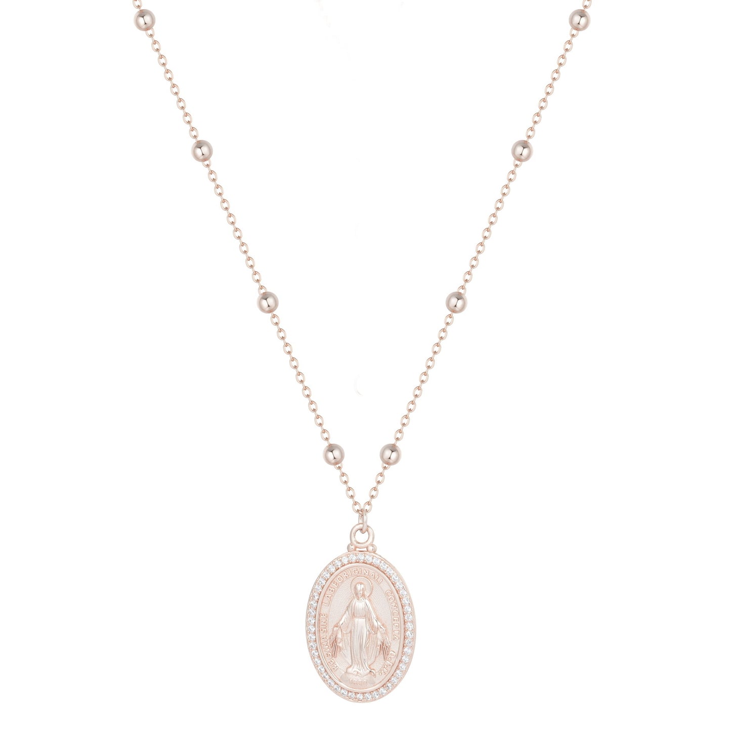 MARY CRYSTAL ROSE GOLD BEADED NECKLACE