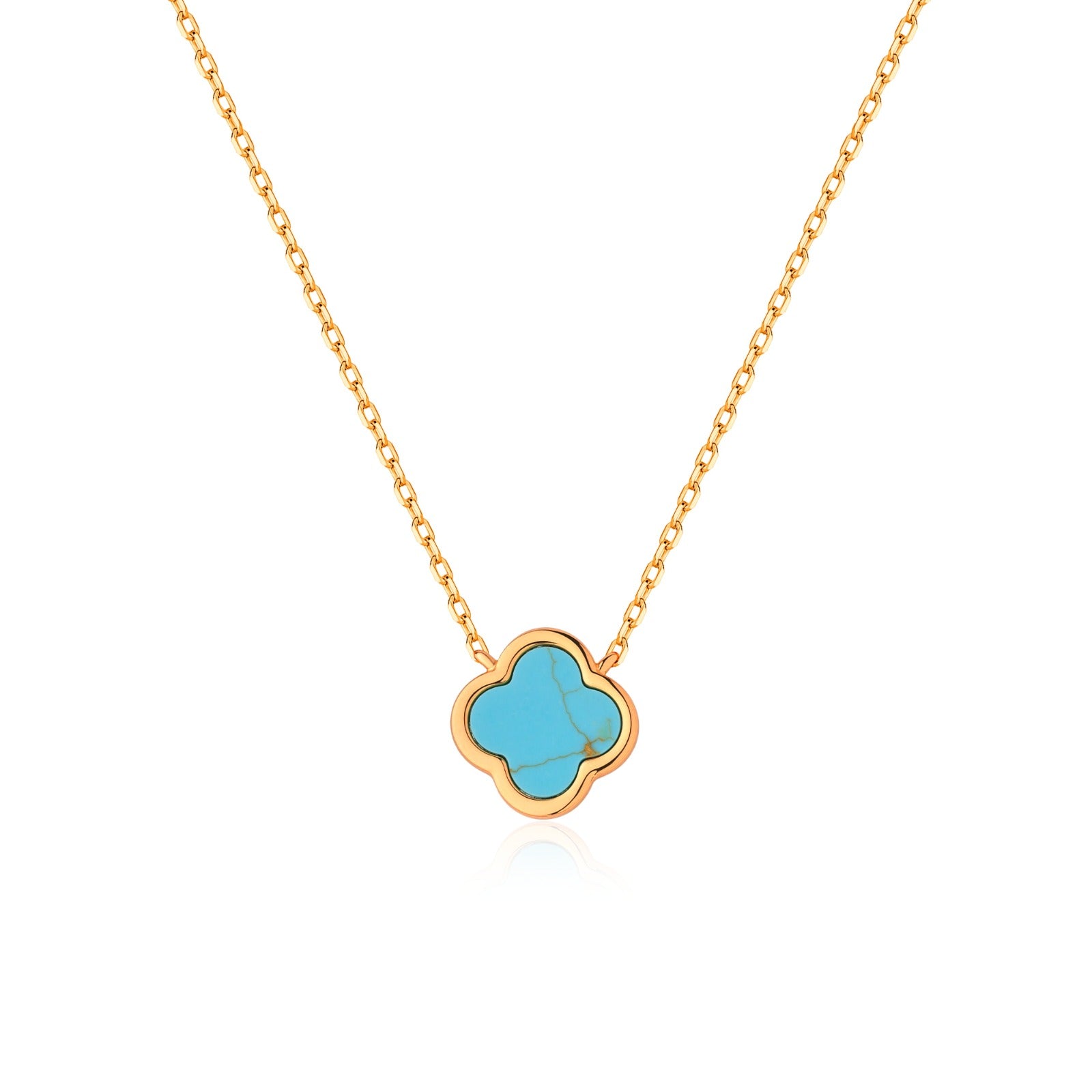 ELLIE TURQUOISE CLOVER ROSE GOLD NECKLACE