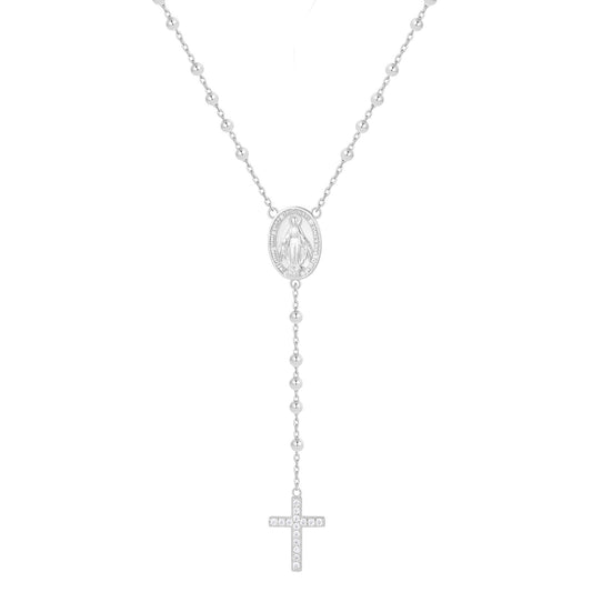DIVINITY SHORT ROSARY SILVER NECKLACE