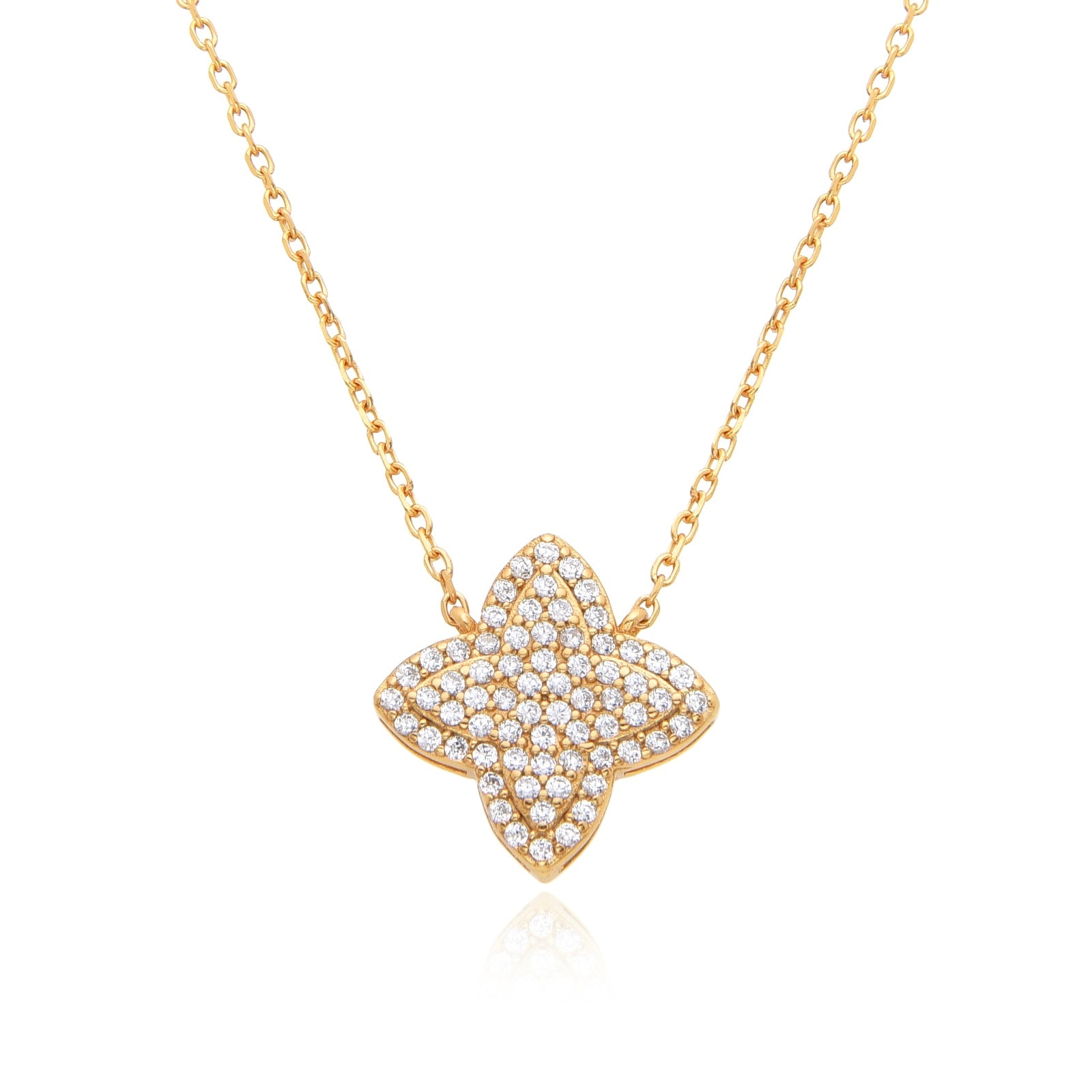 INAYA CRYSTAL FLOWER GOLD NECKLACE