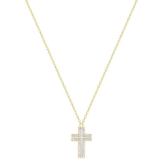 ISABELLA PEARL CROSS GOLD NECKLACE