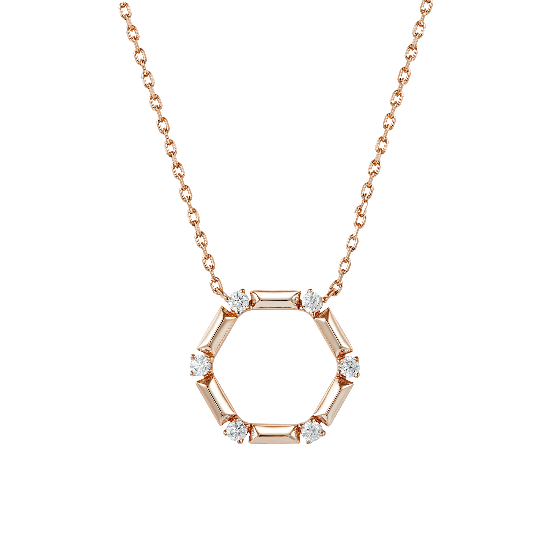 AUBREY HEXAGON ROSE GOLD NECKLACE