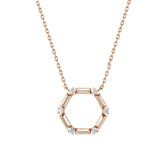 AUBREY HEXAGON ROSE GOLD NECKLACE