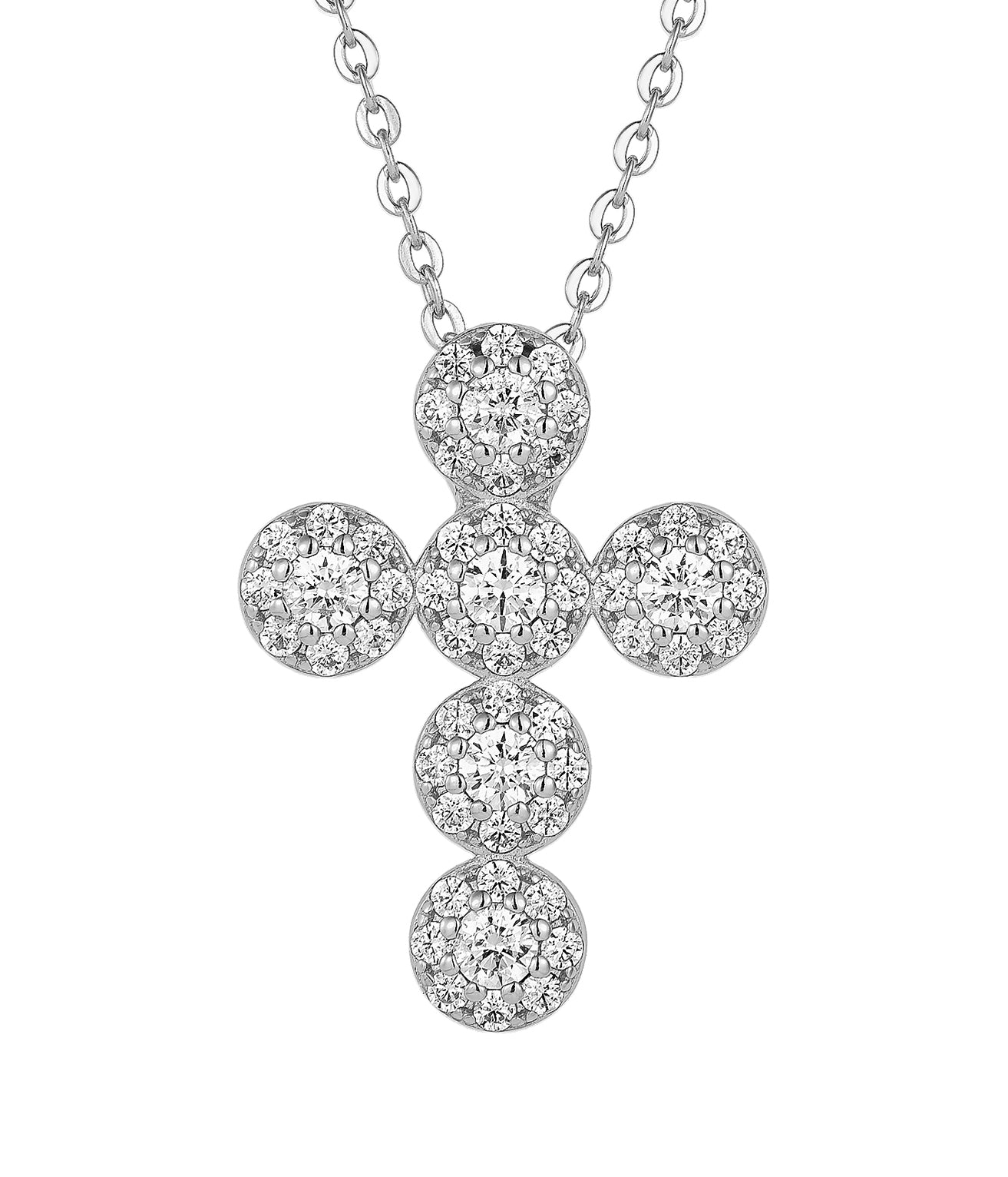 HOPE CRYSTAL MEDIUM CROSS SILVER NECKLACE