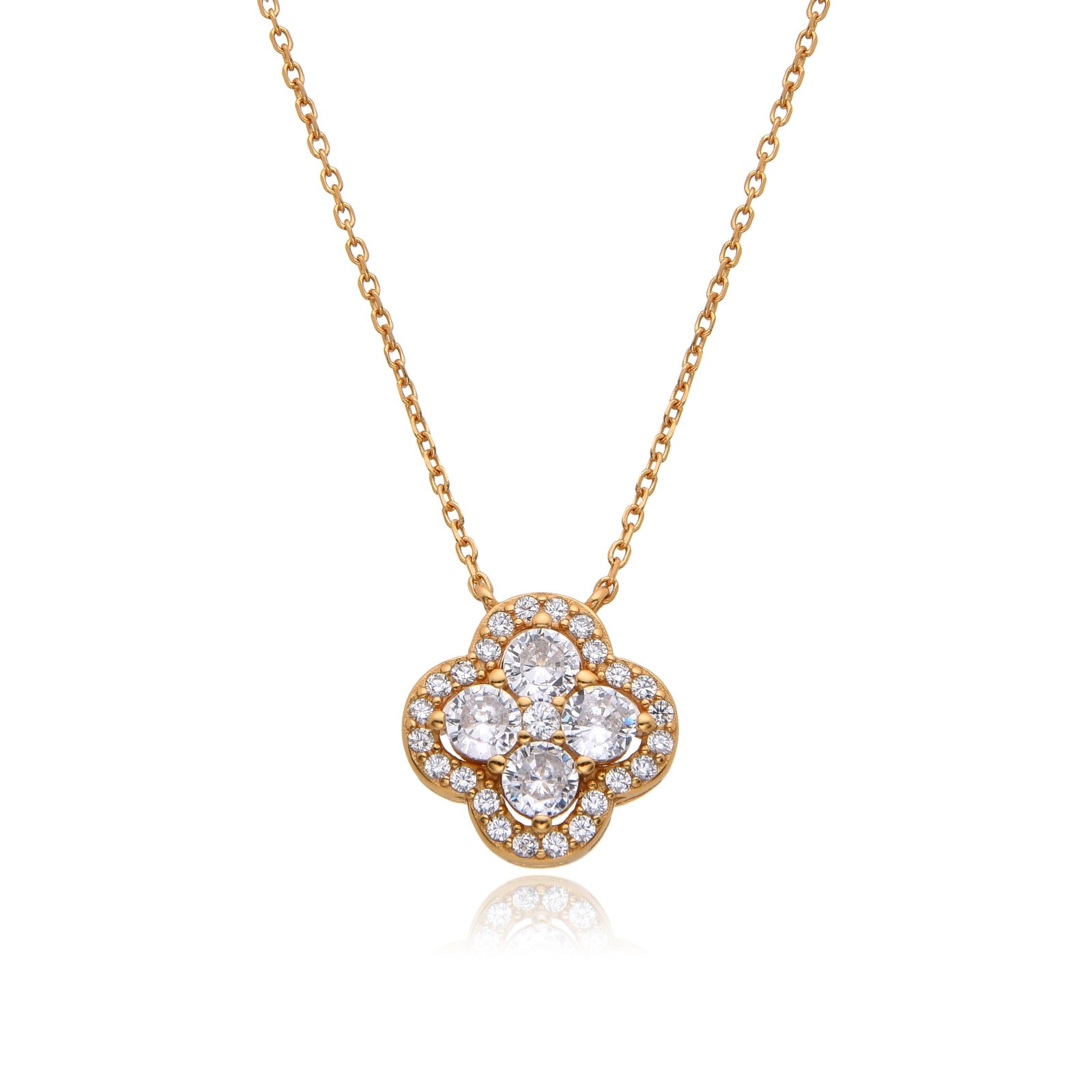 SCARLET CRYSTAL CLOVER ROSE GOLD NECKLACE