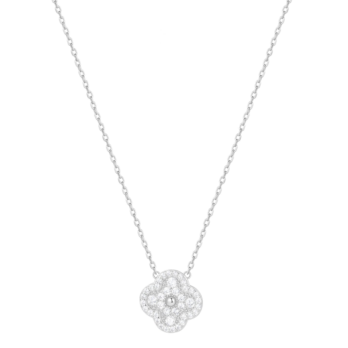 ARYA LARGE CLOVER SILVER NECKLACE
