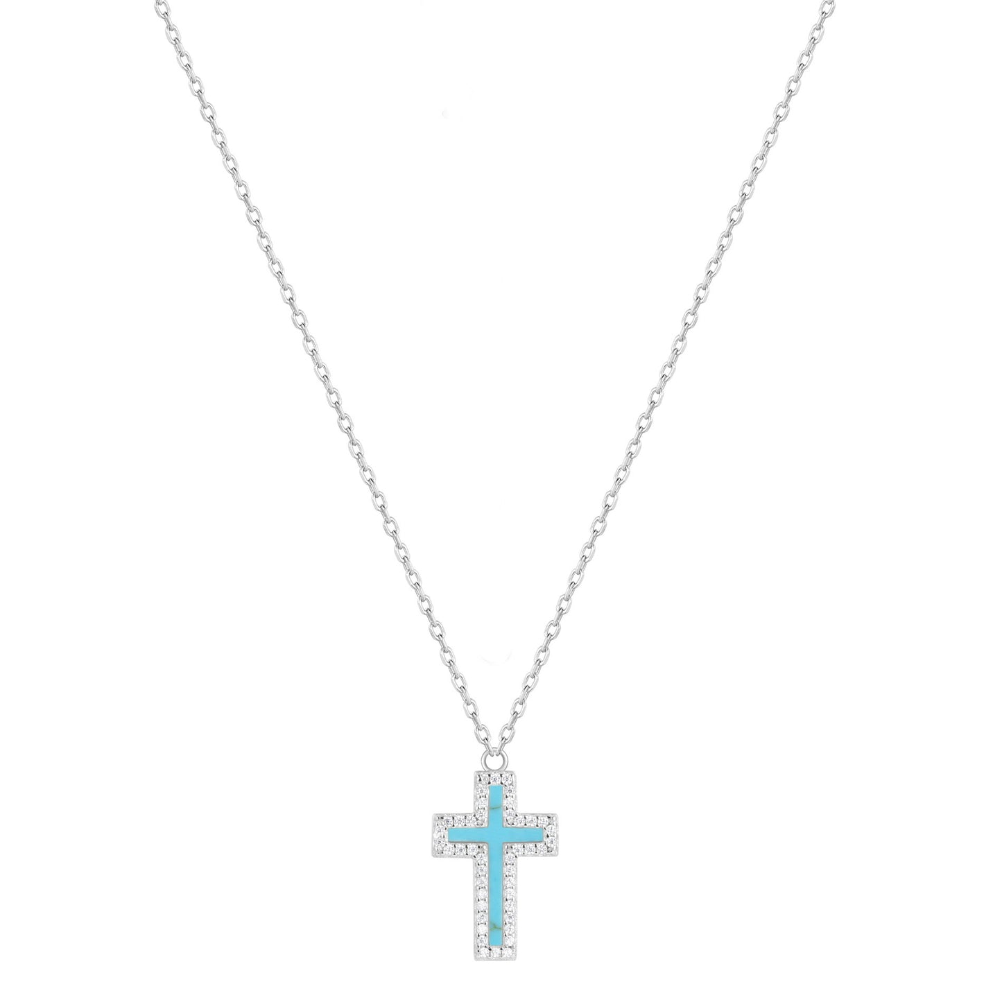 ISABELLA TURQUOISE CROSS SILVER NECKLACE