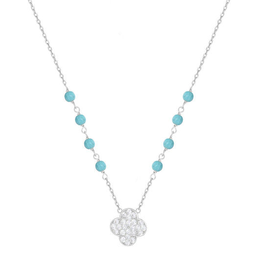 SIERRA TURQUOISE CLOVER SILVER NECKLACE