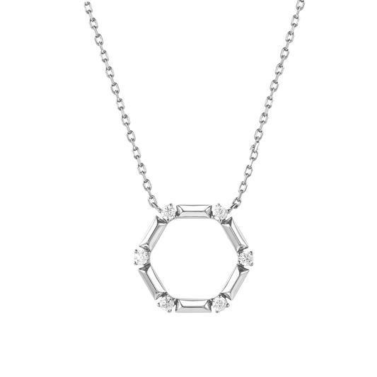 AUBREY HEXAGON SILVER NECKLACE