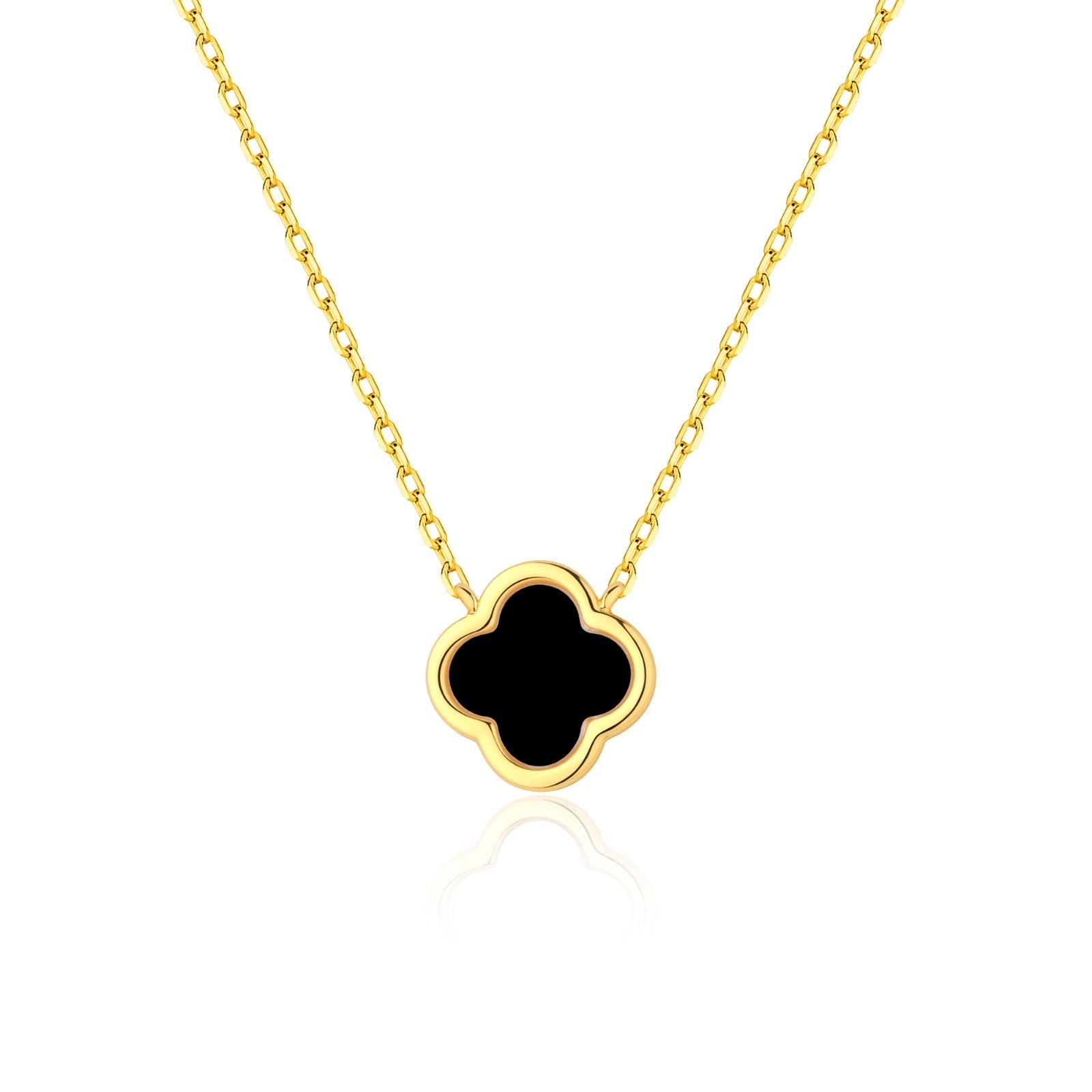 ELLIE BLACK AGATE CLOVER GOLD NECKLACE