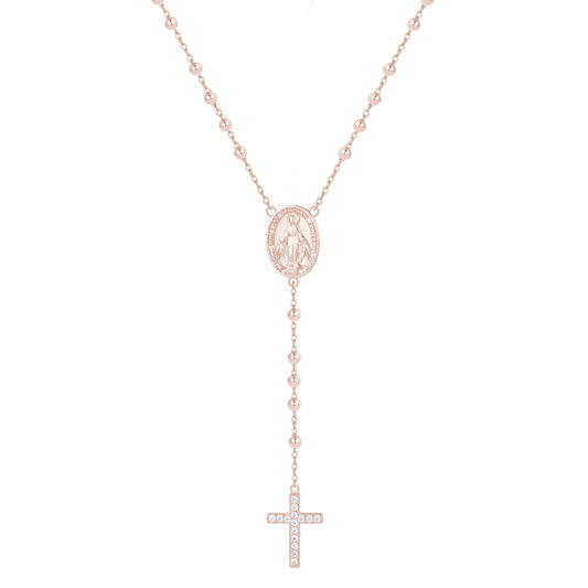 DIVINITY SHORT ROSARY ROSE GOLD NECKLACE
