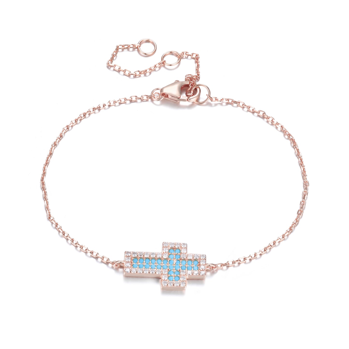 ADA TURQUOISE CROSS ROSE GOLD BRACELET