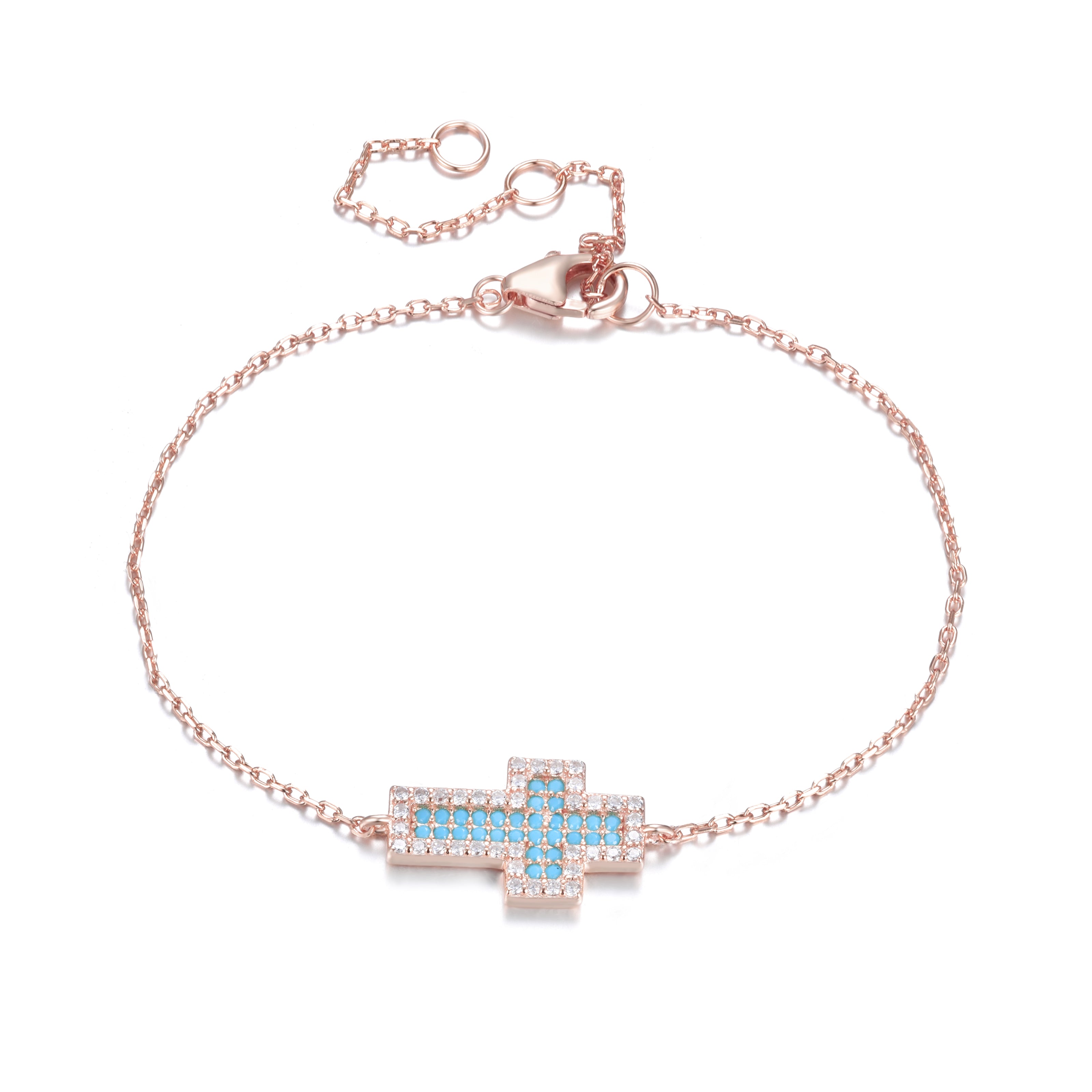 ADA TURQUOISE CROSS ROSE GOLD BRACELET