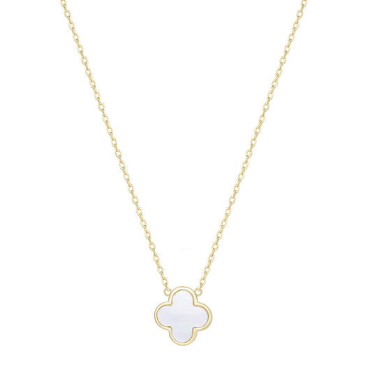 AZARIA MOTHER OF PEARL CLOVER GOLD NECKLACE