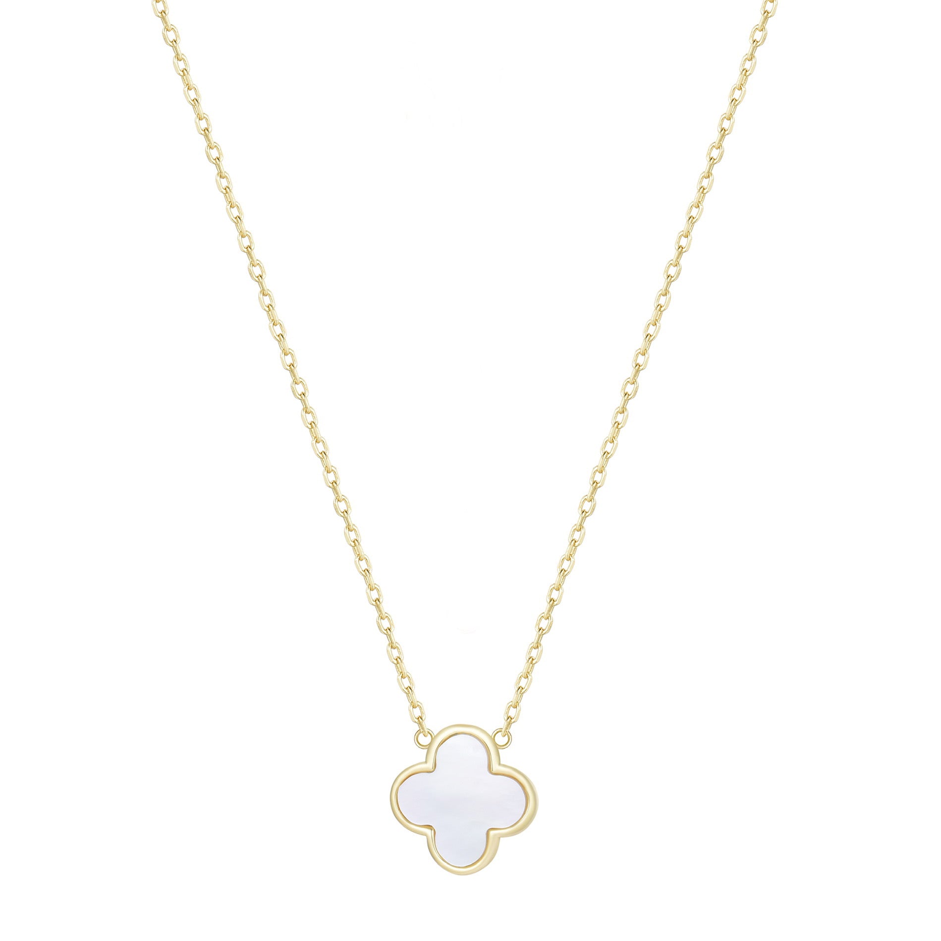 AZARIA MOTHER OF PEARL CLOVER GOLD NECKLACE