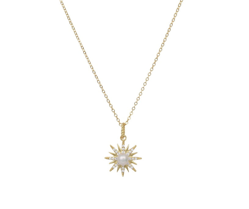 18K GOLD VERMEIL LUMI PEARL STAR NECKLACE
