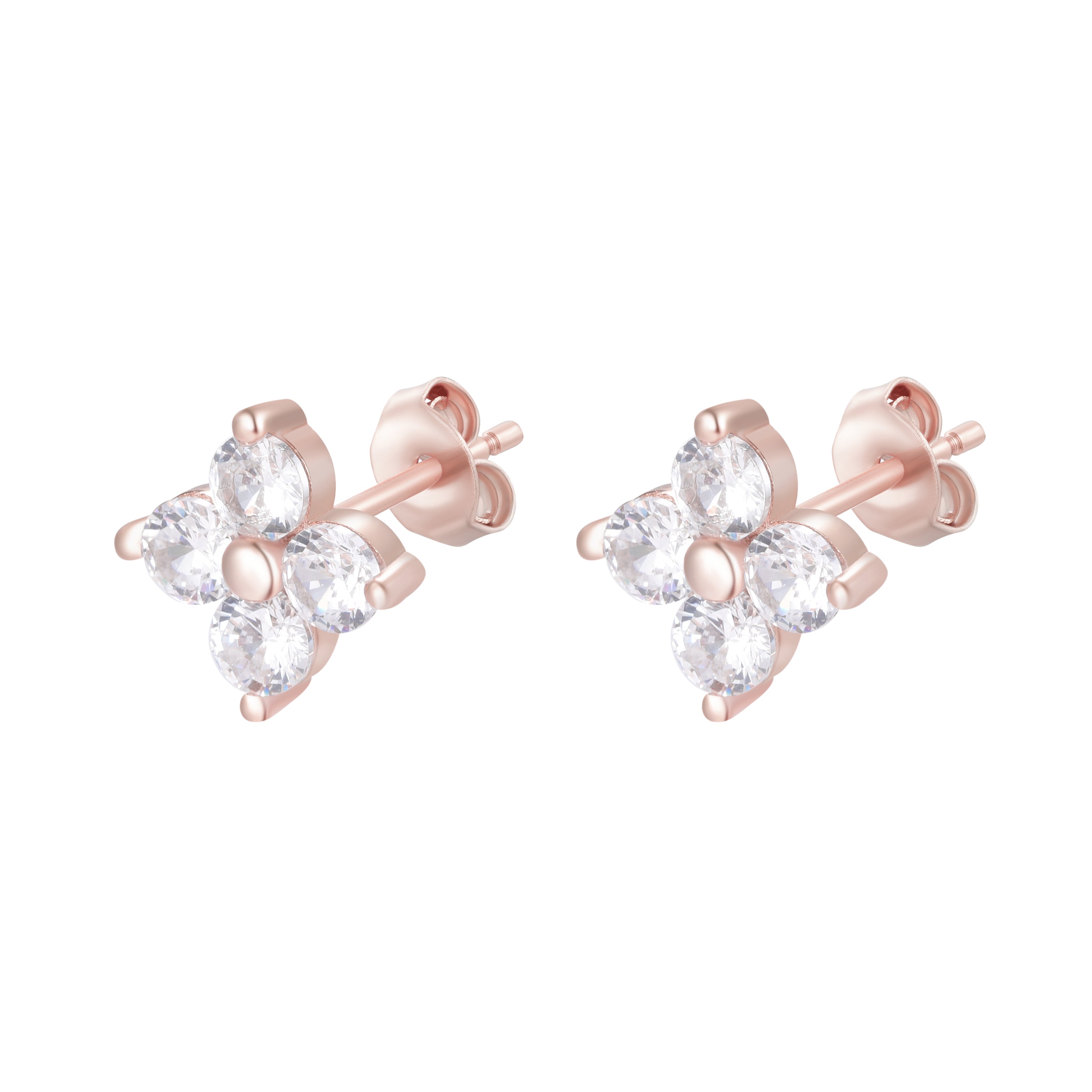 TIANA MINI CRYSTAL FLOWER ROSE GOLD STUDS