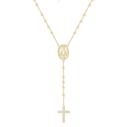 DIVINITY SHORT ROSARY GOLD NECKLACE