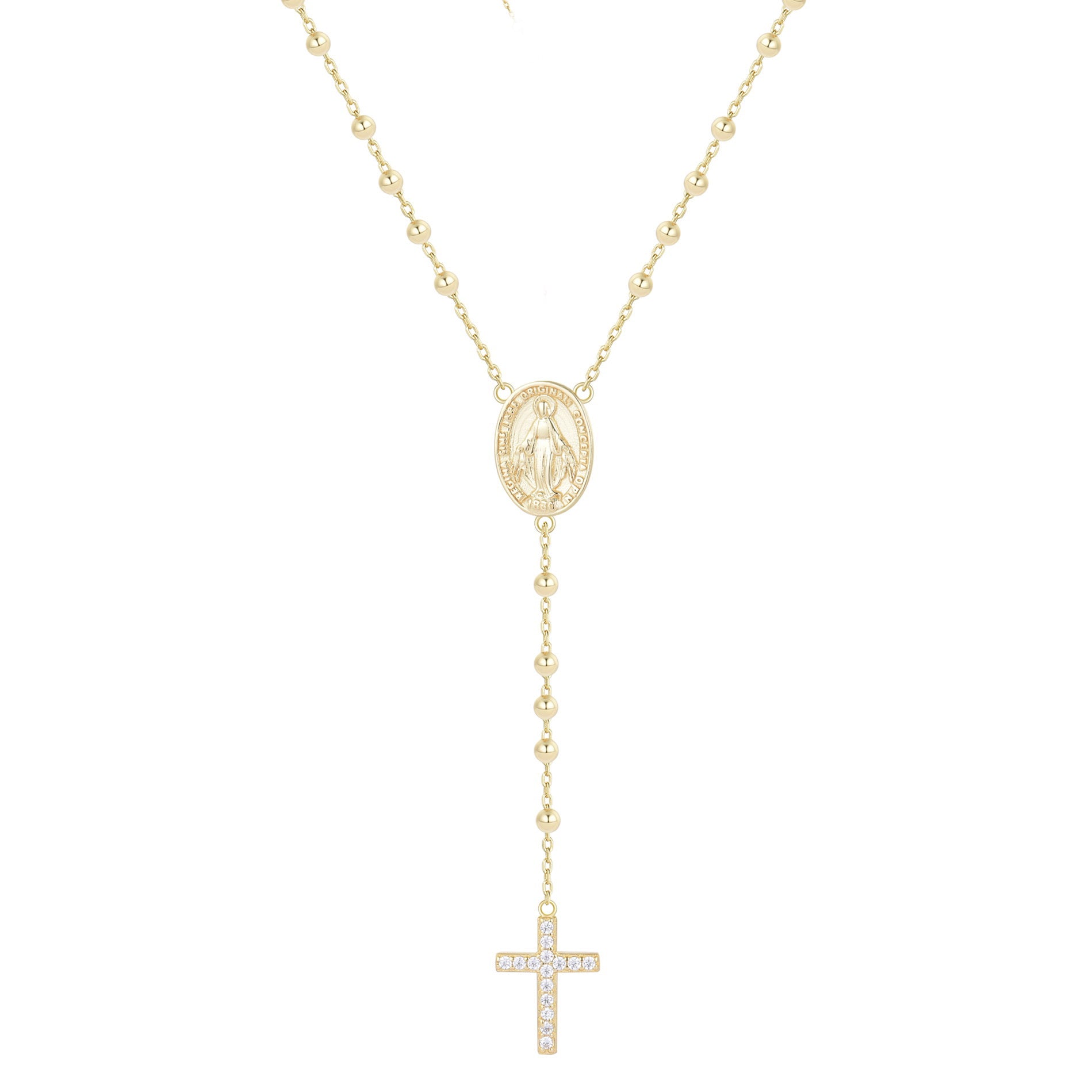 DIVINITY SHORT ROSARY GOLD NECKLACE