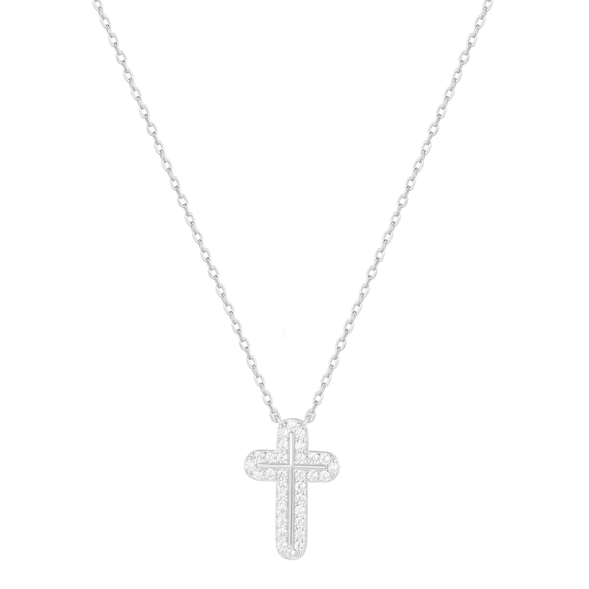ADELA CROSS SILVER NECKLACE