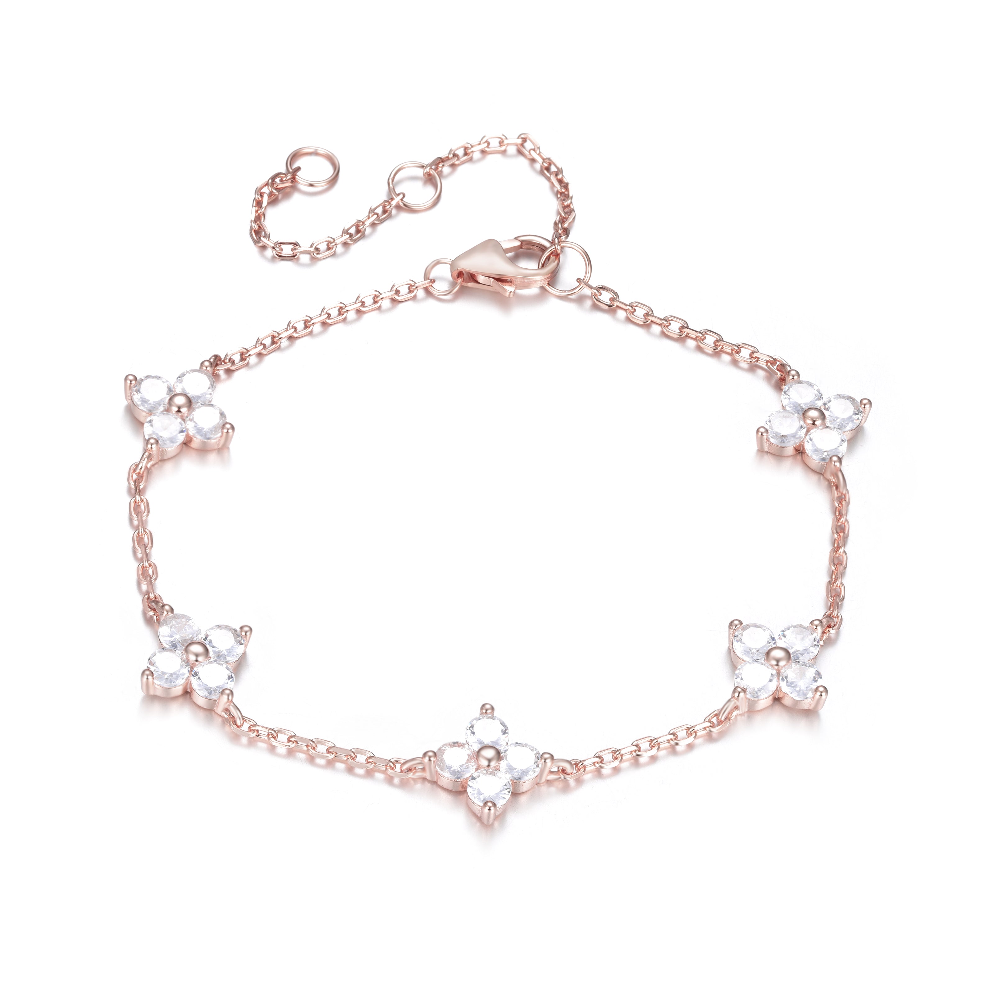 TIANA MINI CRYSTAL FIVE FLOWER ROSE GOLD BRACELET