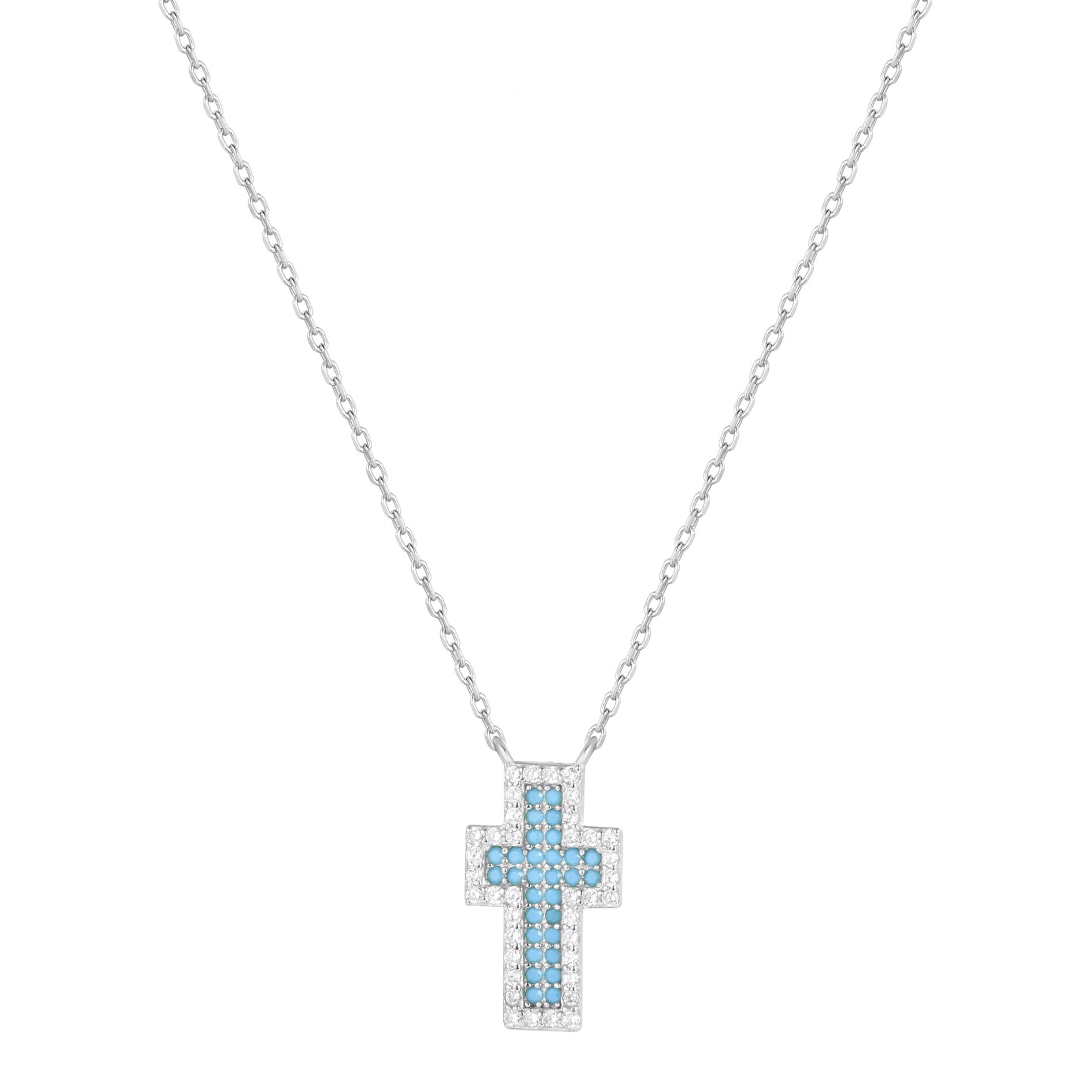 ADA TURQUOISE CROSS SILVER NECKLACE