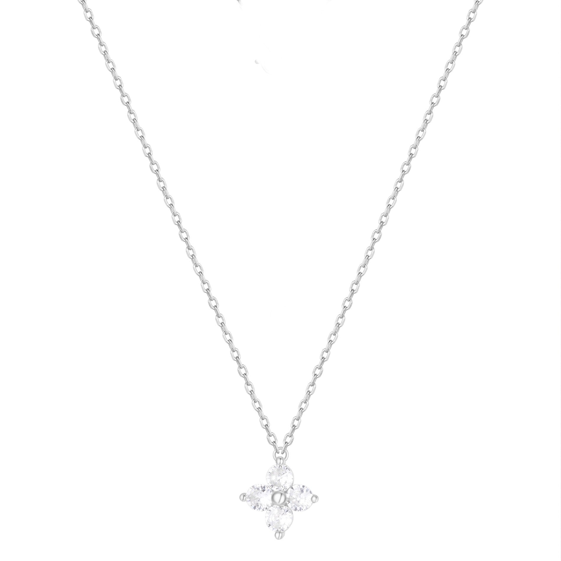 TIANA MINI CRYSTAL FLOWER SILVER NECKLACE