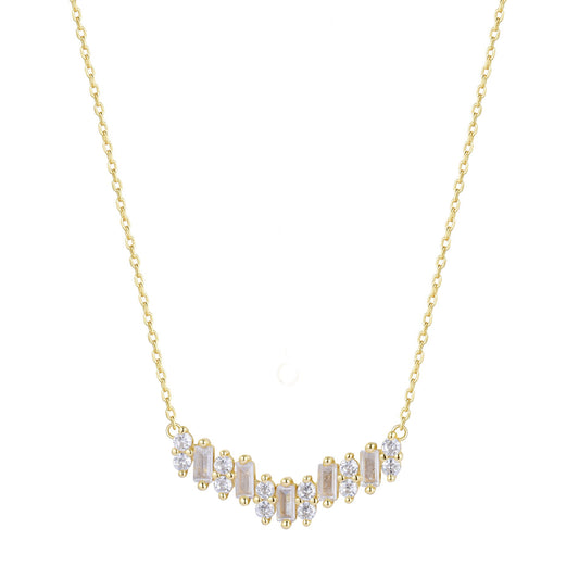PIA BAGUETTE CRYSTAL GOLD NECKLACE