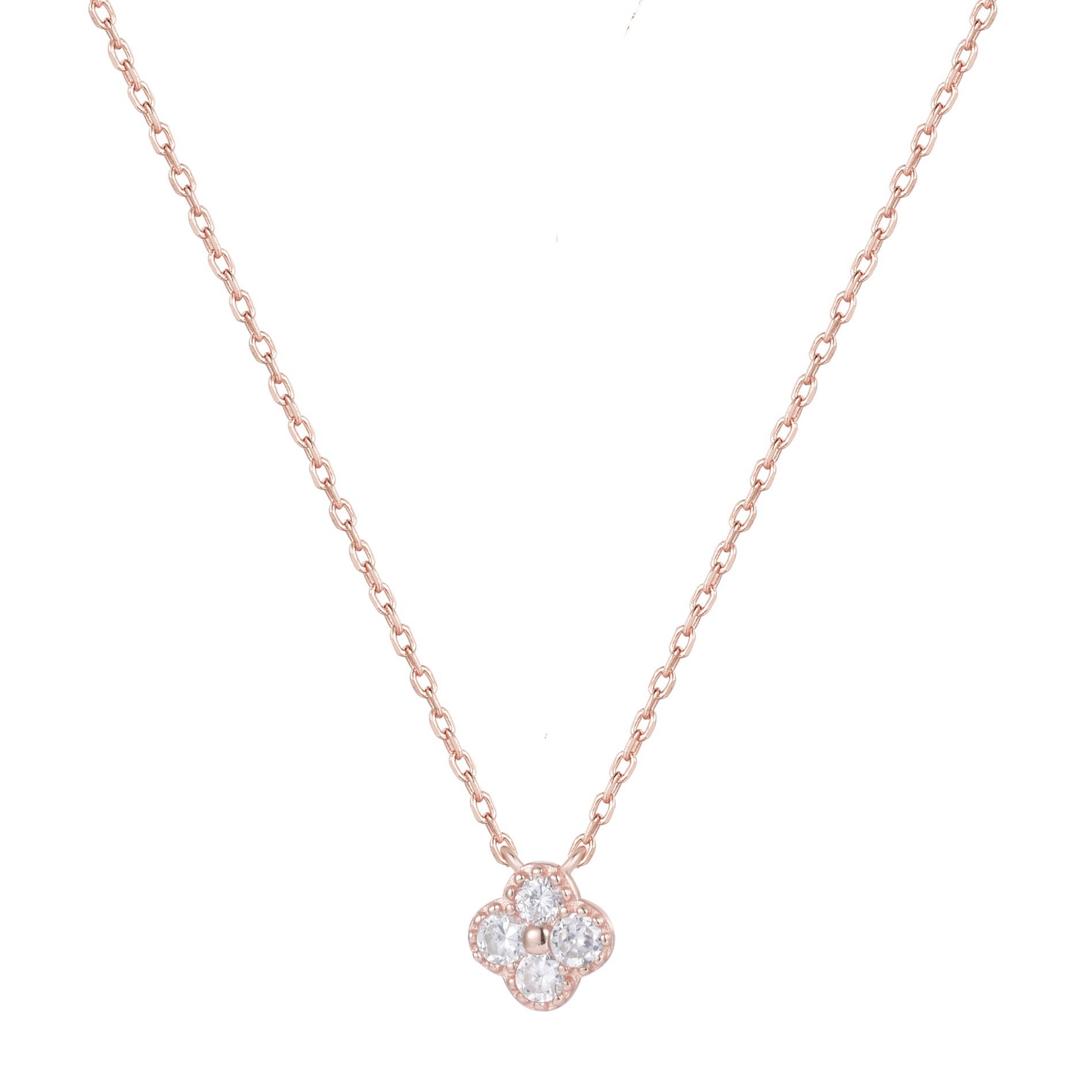 MIA MINI CRYSTAL CLOVER ROSE GOLD NECKLACE