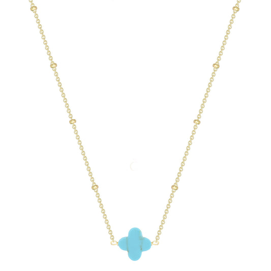MALANI TURQUOISE CLOVER GOLD NECKLACE