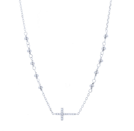 crystal rosary silver necklace 