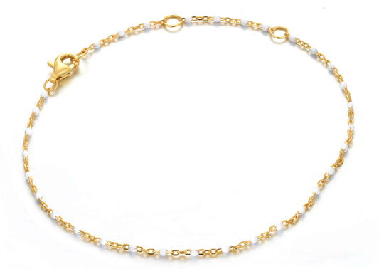 ANGELINA WHITE BEADED GOLD BRACELET