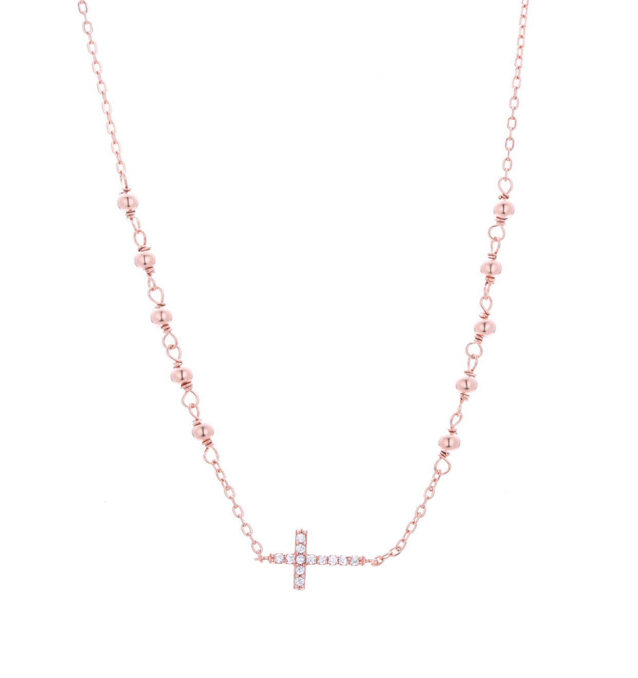 crystal rosary rose gold necklace 