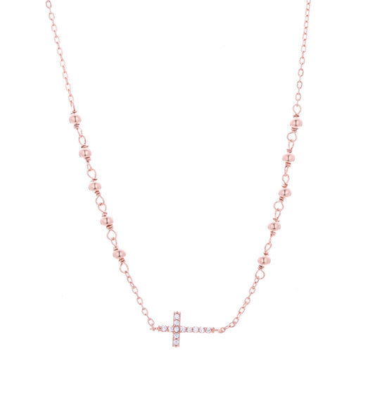 crystal rosary rose gold necklace 