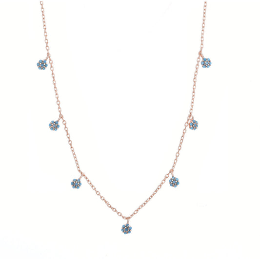 turquoise droplet rose gold necklace