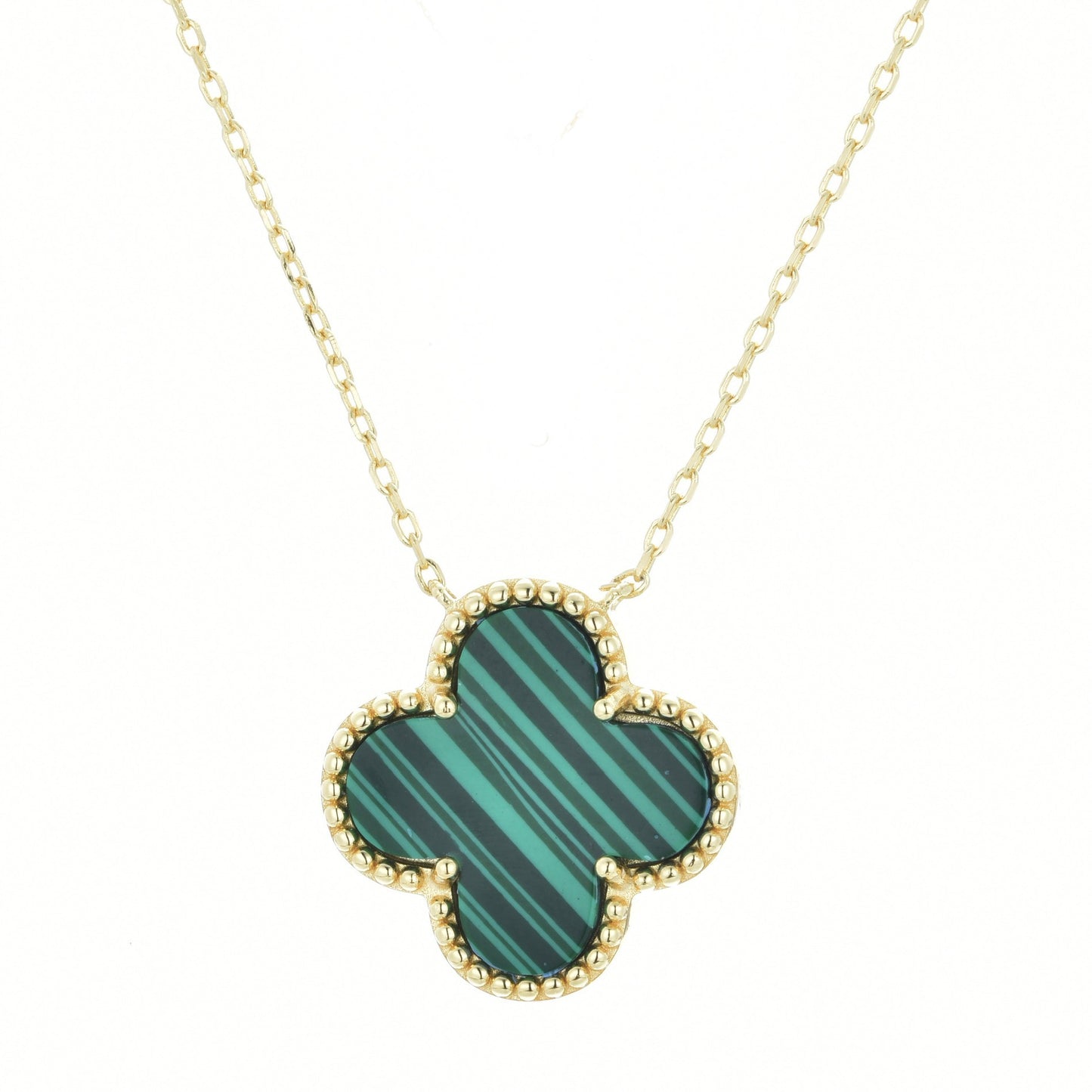 malachite clover gold necklace 