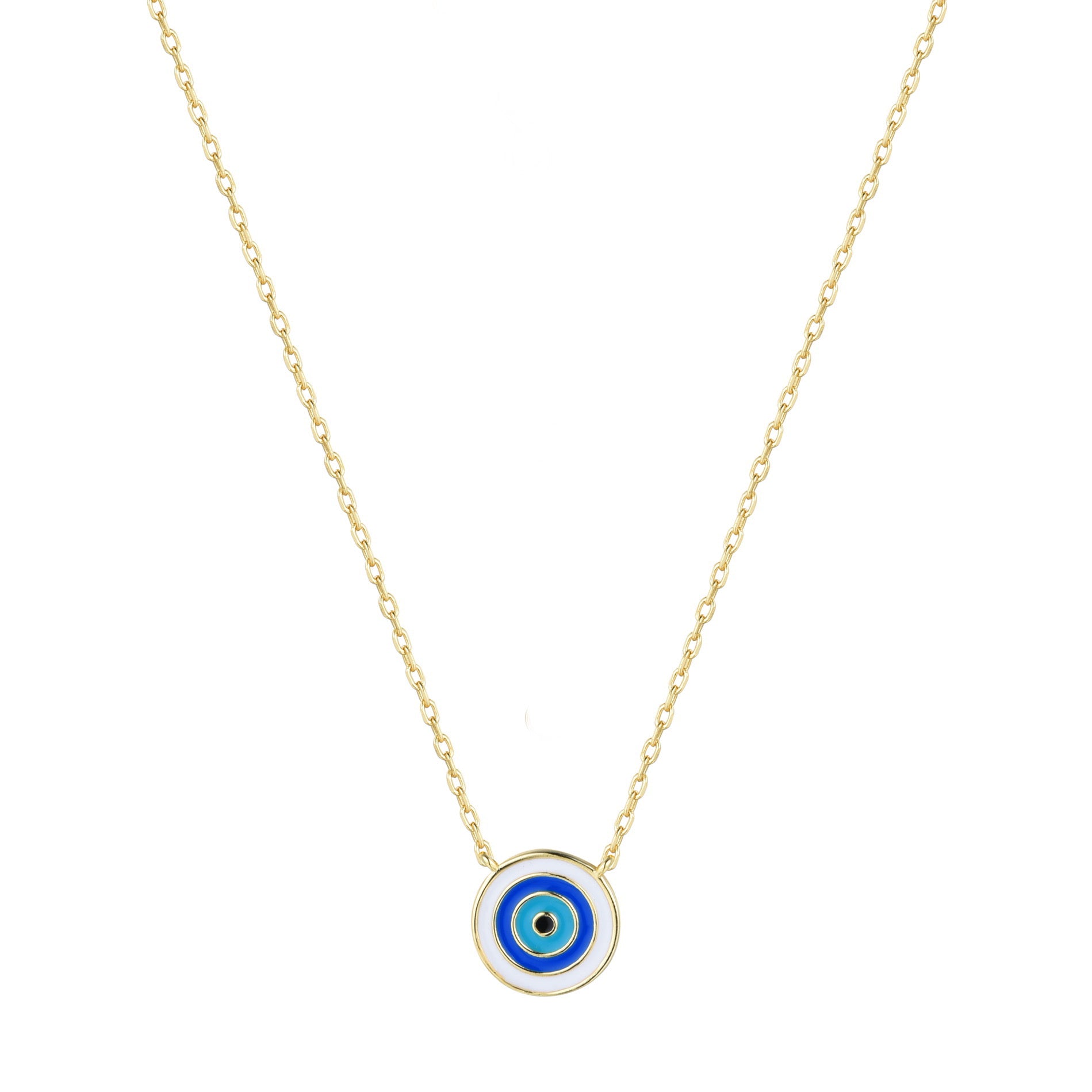 light blue evil eye gold necklace