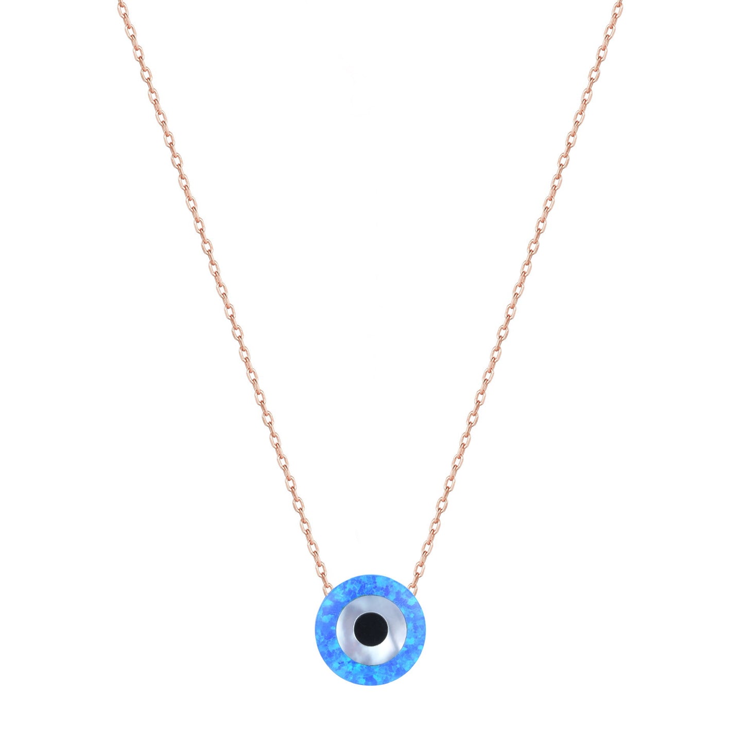 opal evil eye rose gold necklace